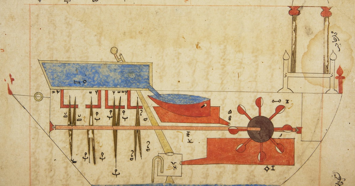 Untitled Image from Kitāb al-jāmiʿ bayn al-ʿilm wa-al-ʿamal al-nāfiʿ fī ṣināʿat al-ḥiyal, Staatsbibliothek Ms or Fol 3306 (ca. 17th century)