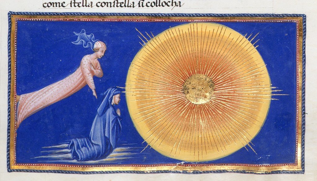 PARADISO Giovanni di Paoloによるダンテ神曲天国篇装飾画 Paradiso*: Dante and Beatrice before the Light.' by Giovanni di
