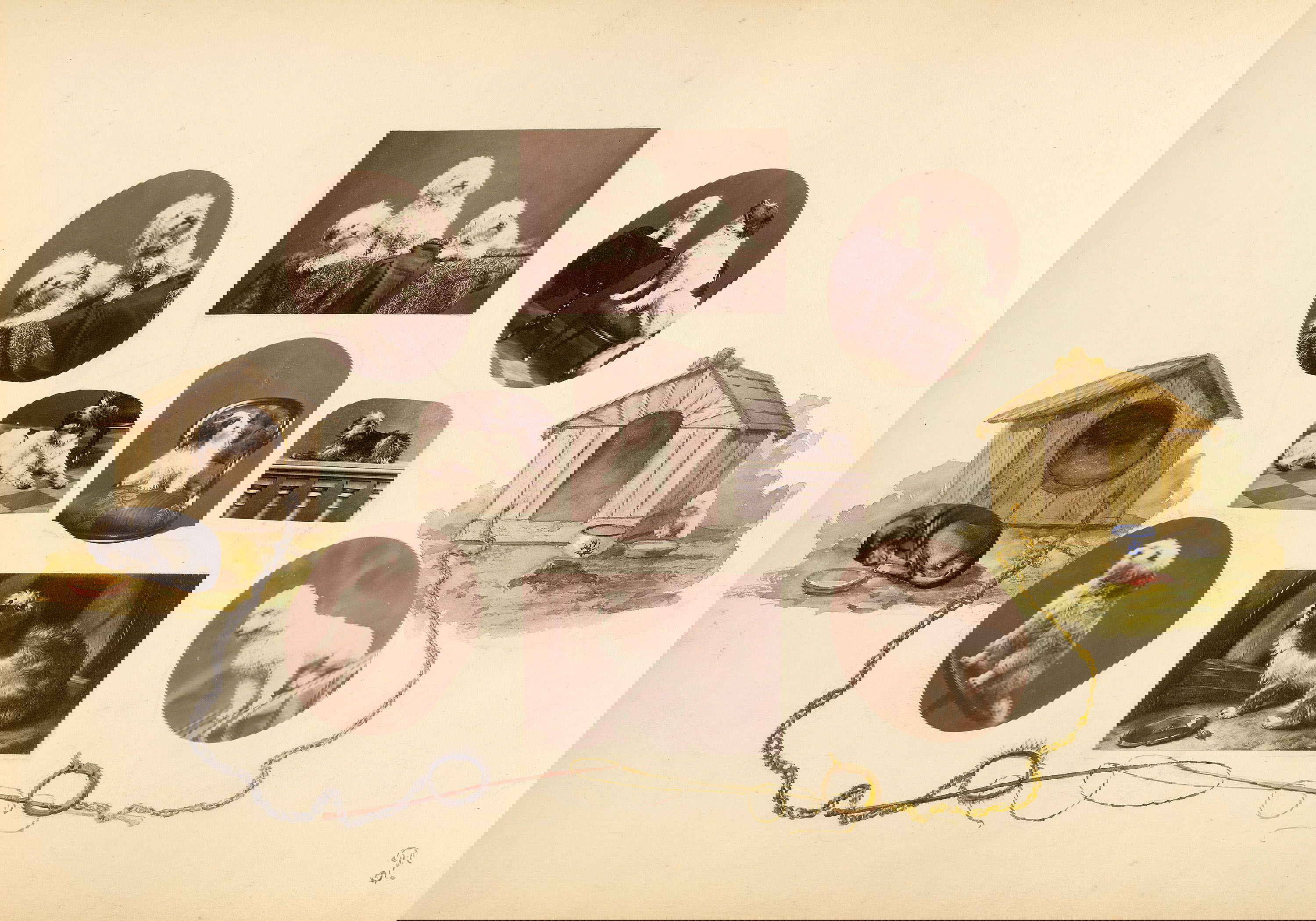 Collaged page utilising photographs and watercolour