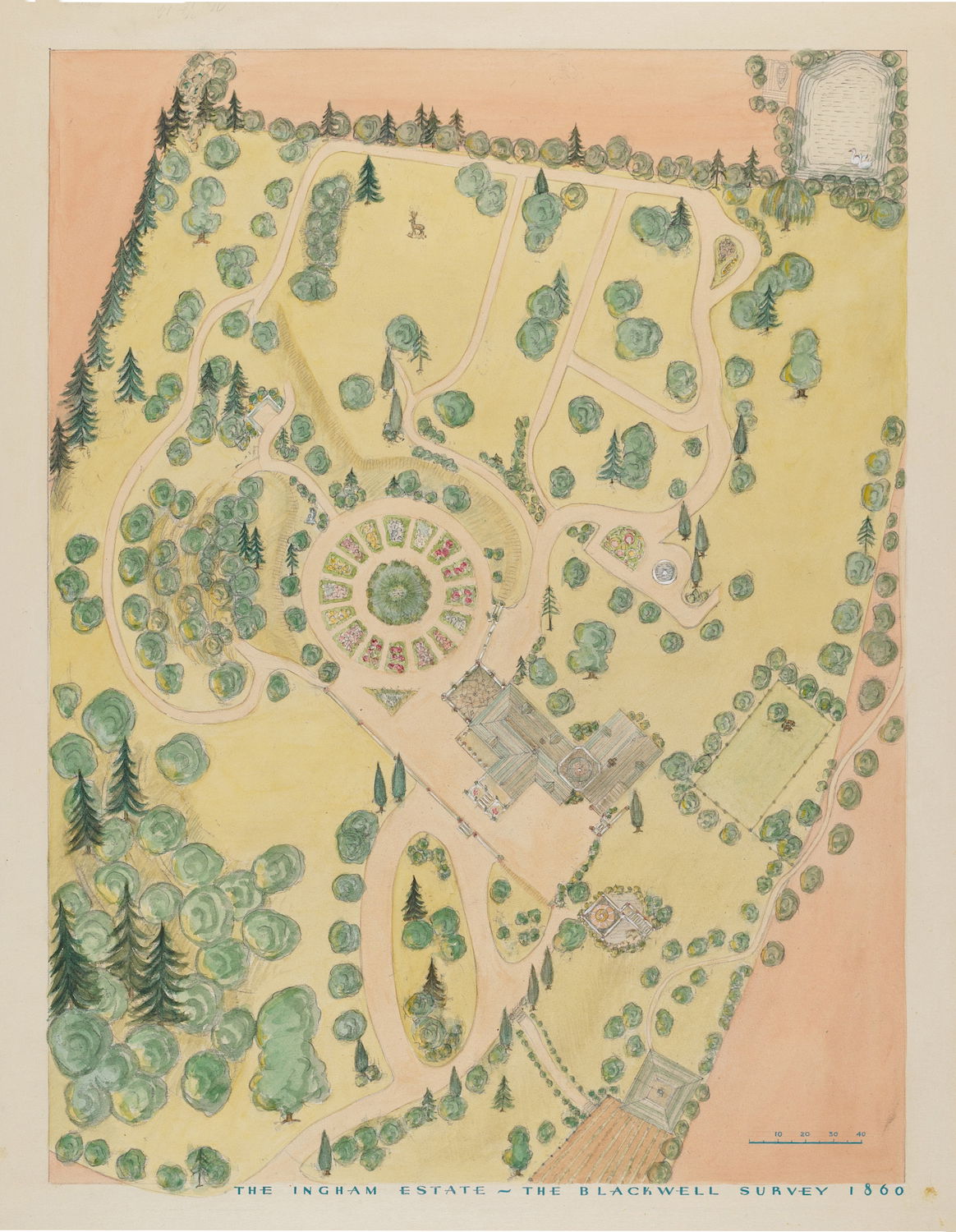 Watercolour illustration of estate