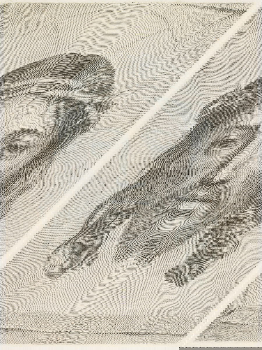 engraving of christ's face made with a single line