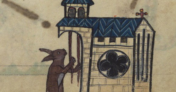 ‘Rabbit tolling church bells’ from Walters Ms. W.102, Book of hours ...