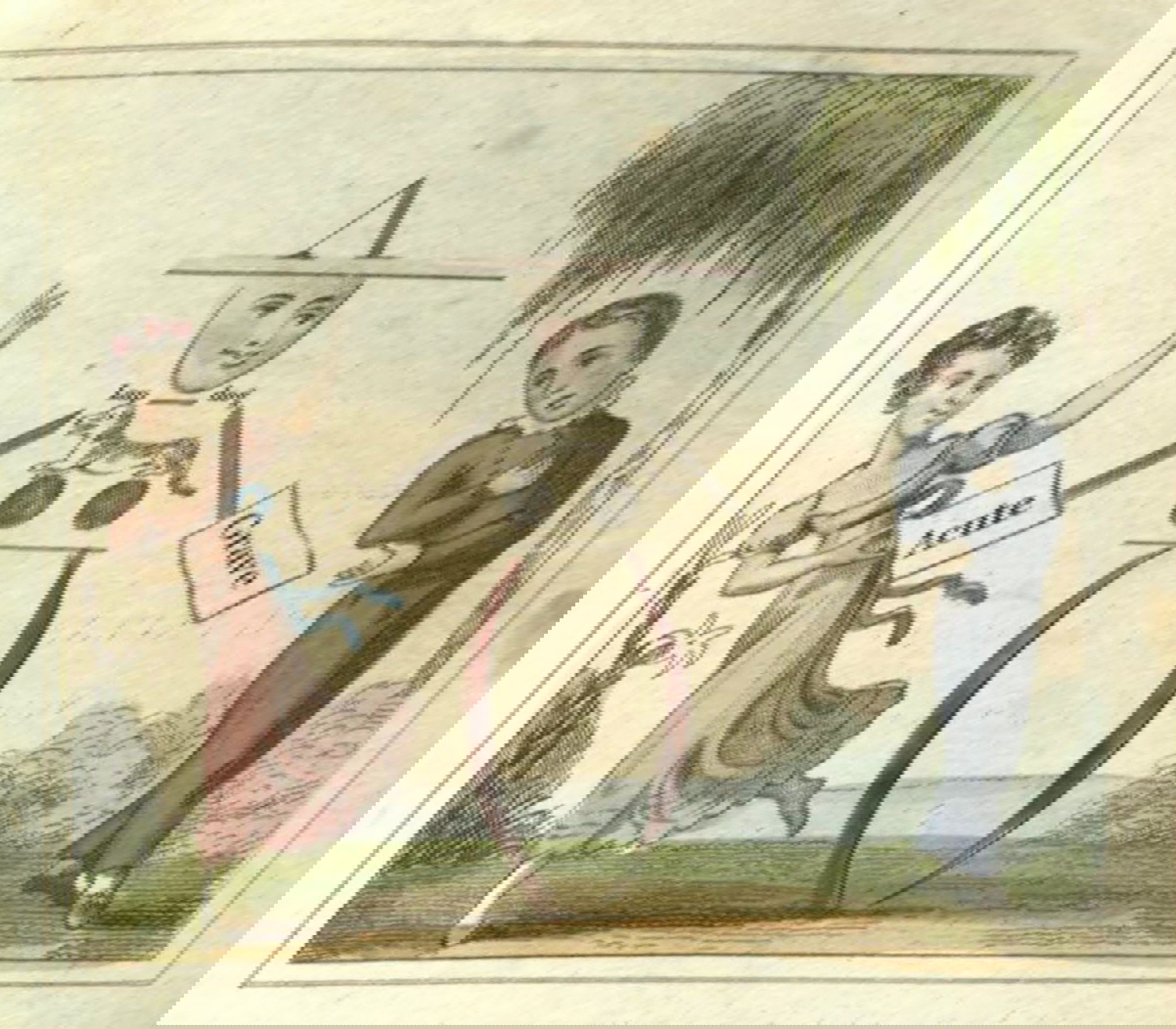 Coloured engraving of punctuation