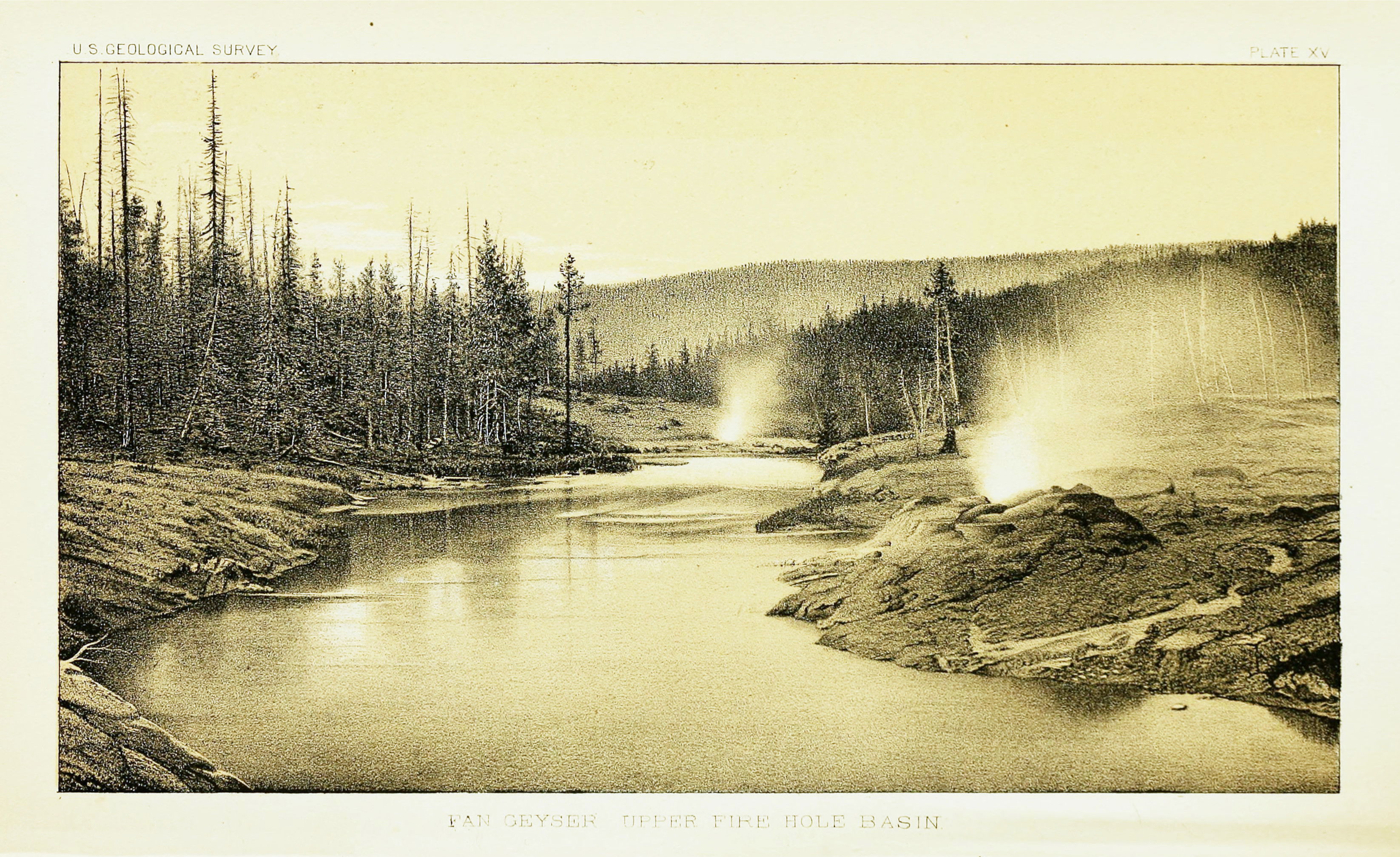 Lithograph of Yellowstone