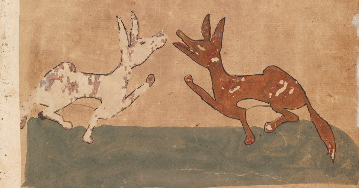 ‘Kalīlah and Dimnah Discussing the Latter’s Scheme to Insert Himself into the Confidence of the King’ from Kalīlah wa-Dimnah (ca. 1525–50)