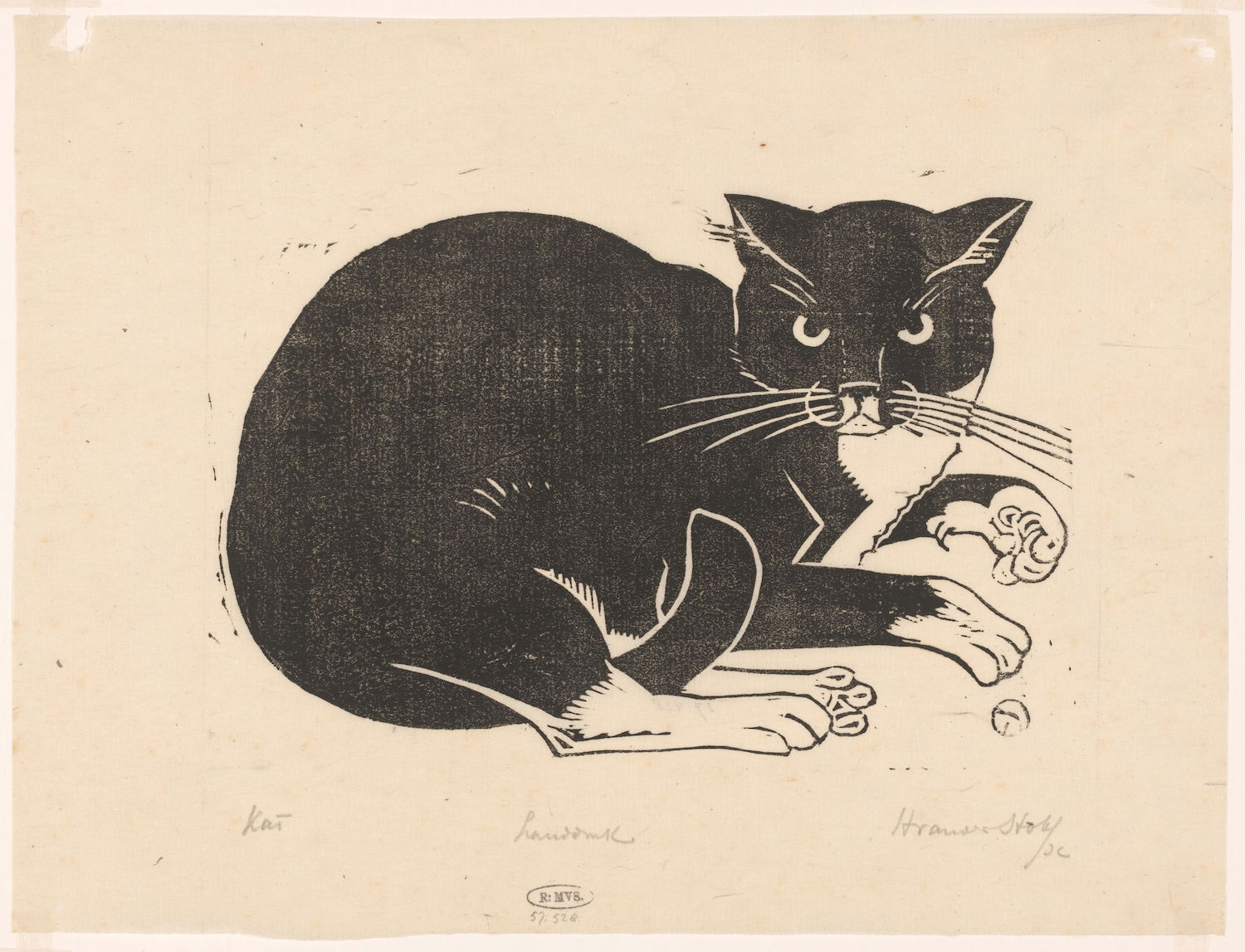 Cat' by Henri van der Stok (ca. 1926) | Public Domain Image Archive